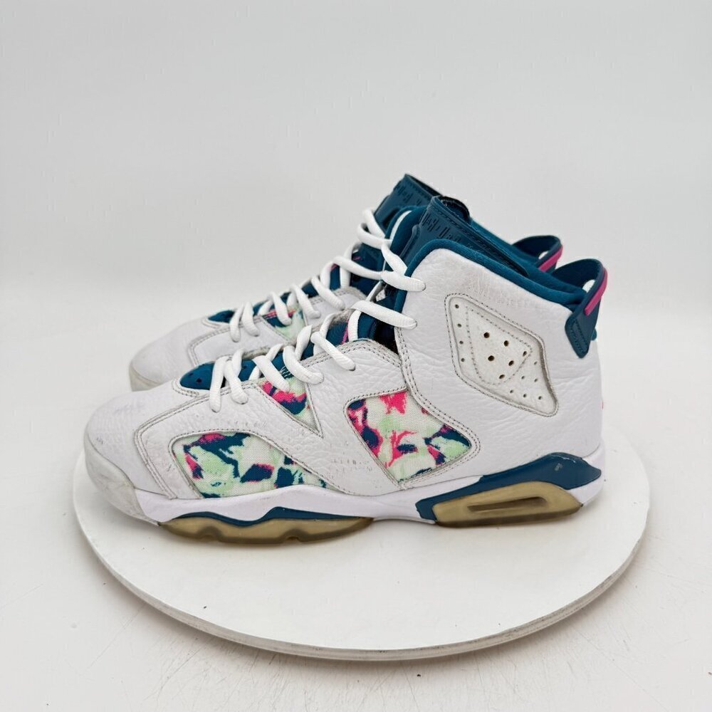 Nike Air Jordan 6 Youth Sz 7Y Women 8.5 543390-153 White Fuchsia Green Shoes